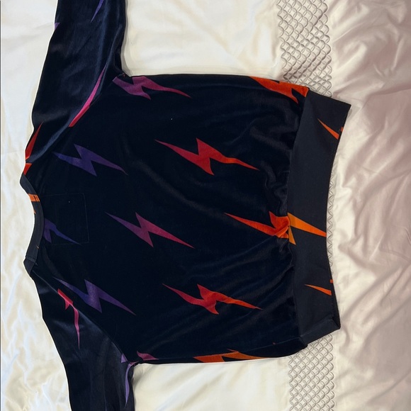 Aviator Nation Black Velvet Sweatshirt With Neon Colored Lightning Bolts - Picture 8 of 10